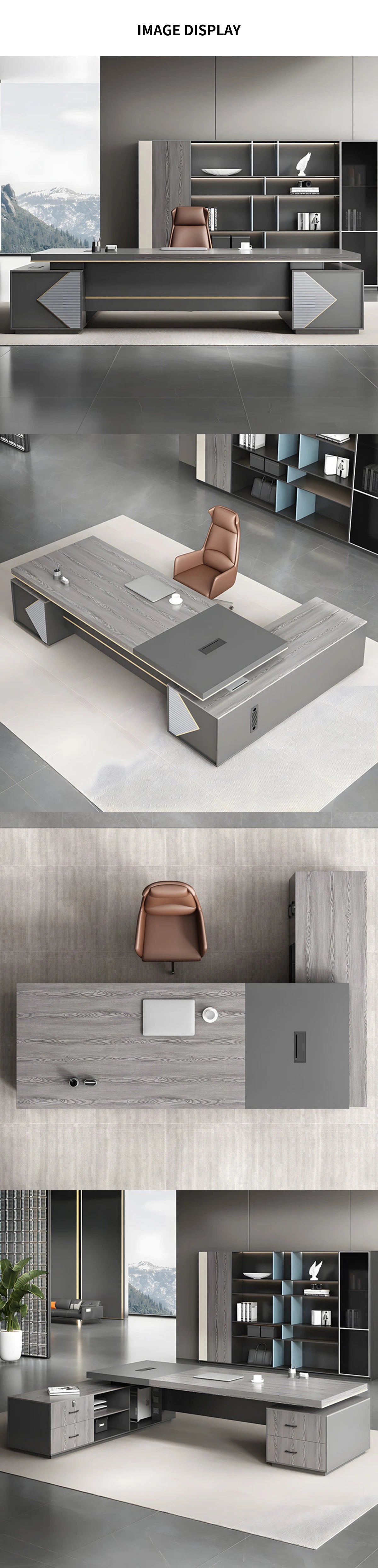 Modern Executive Desk with Cable Management, Side Storage & Lumbar Support for Home Office — Detail image 12