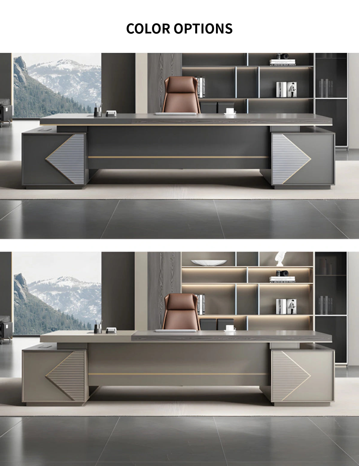 Modern Executive Desk with Cable Management, Side Storage & Lumbar Support for Home Office — Detail image 14