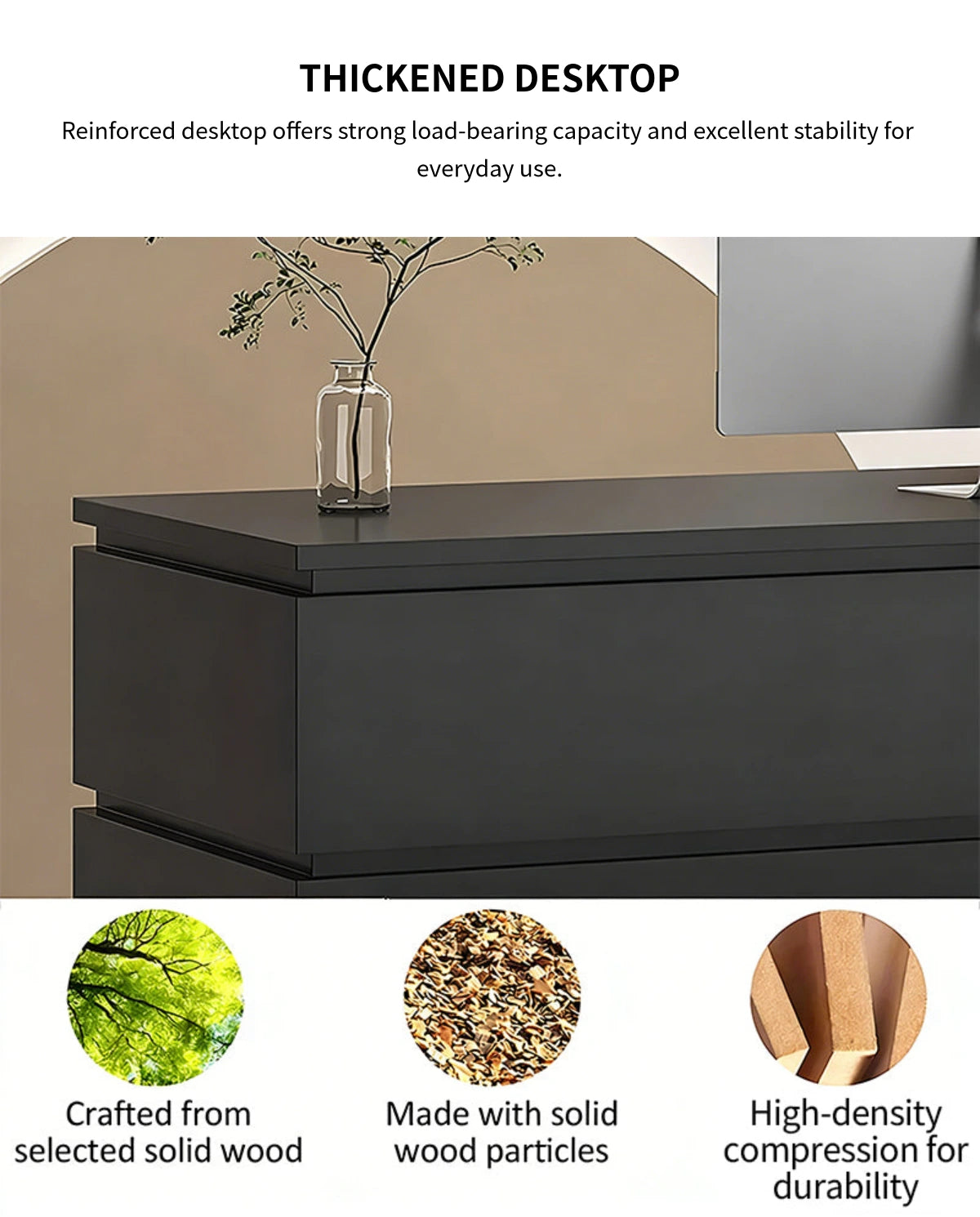 Modern Reception Desk with Keyboard Tray & File Drawers for Office Lobby — Detail image 5