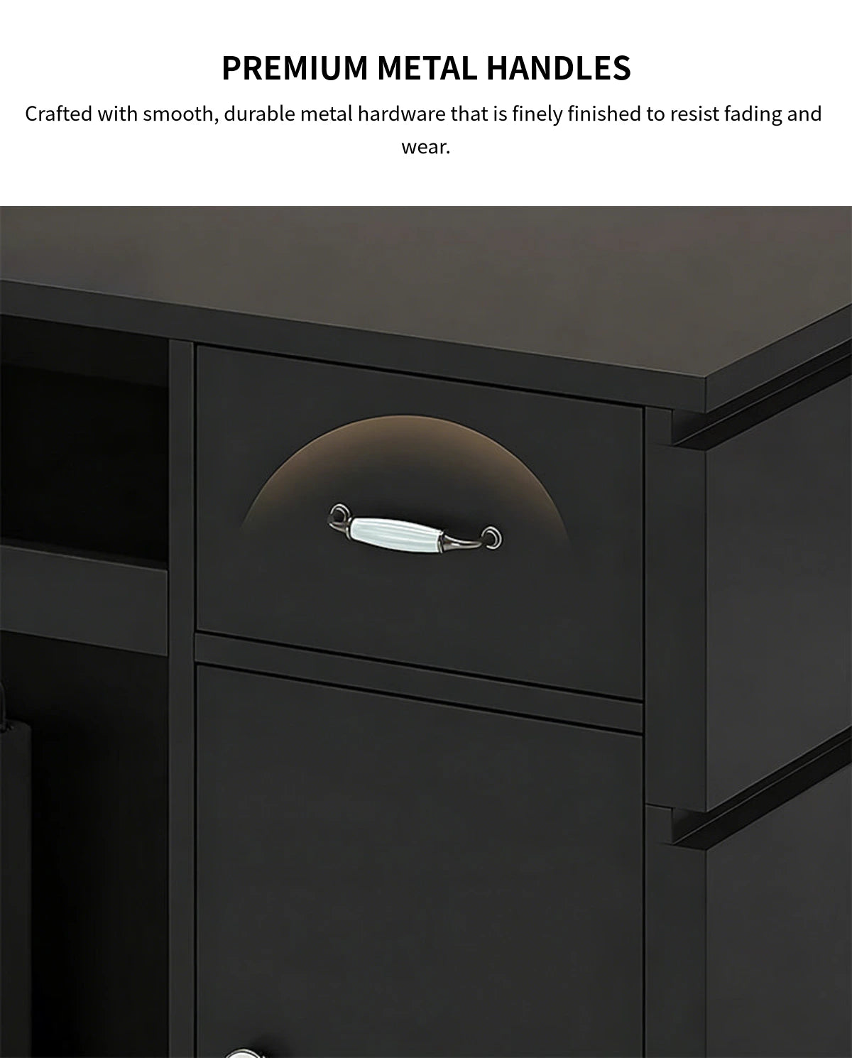 Modern Reception Desk with Keyboard Tray & File Drawers for Office Lobby — Detail image 6