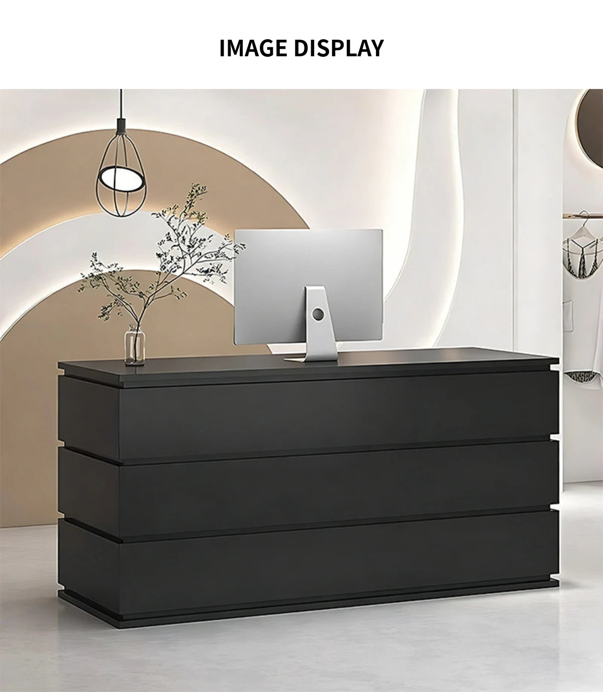 Modern Reception Desk with Keyboard Tray & File Drawers for Office Lobby — Detail image 8