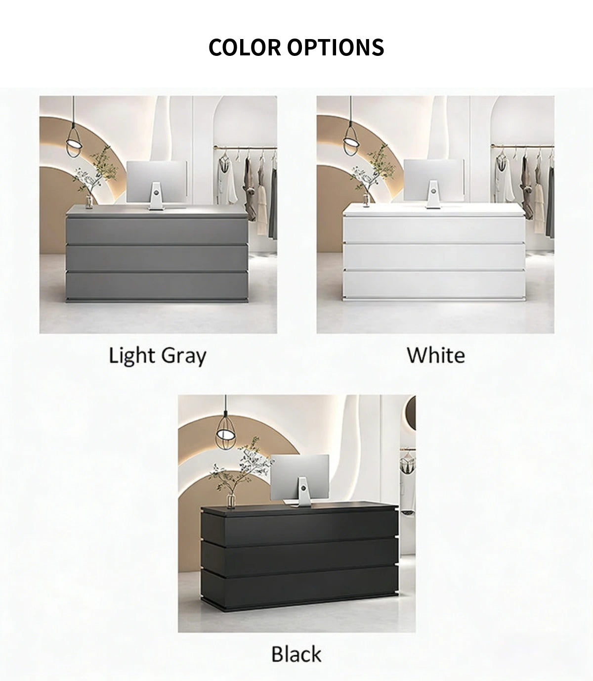 Modern Reception Desk with Keyboard Tray & File Drawers for Office Lobby — Detail image 9