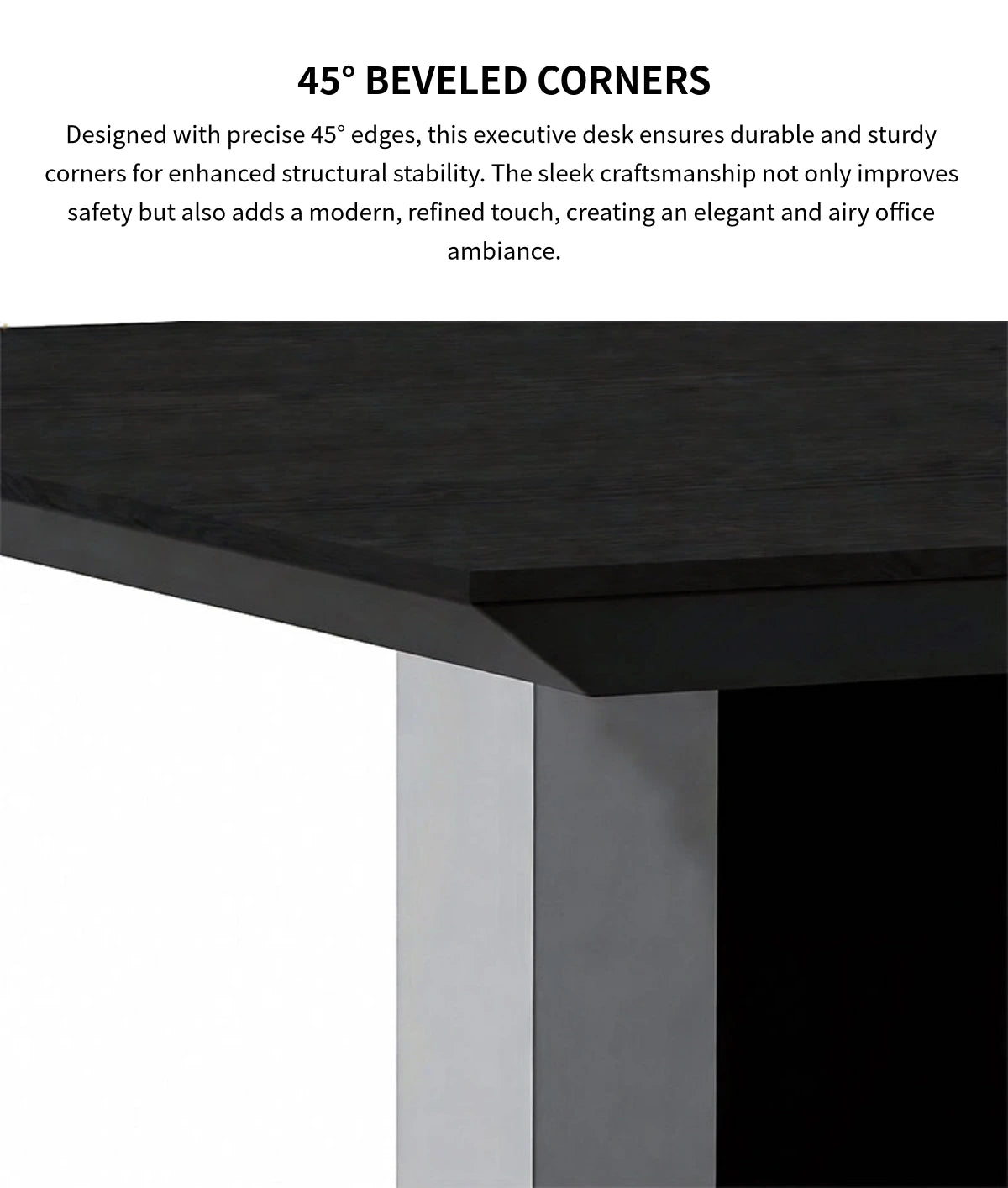 Executive Desk 94-126 in Wide with Built-In Outlets, Wireless Charging & Cable Management — Detail image 5