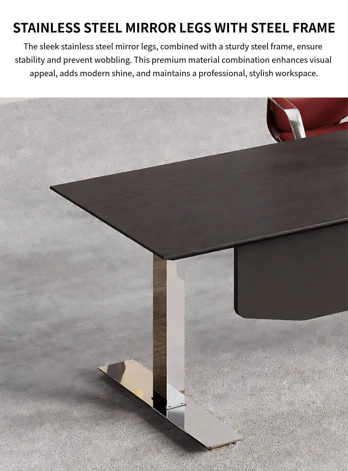 Executive Desk 94-126 in Wide with Built-In Outlets, Wireless Charging & Cable Management — Detail image 6