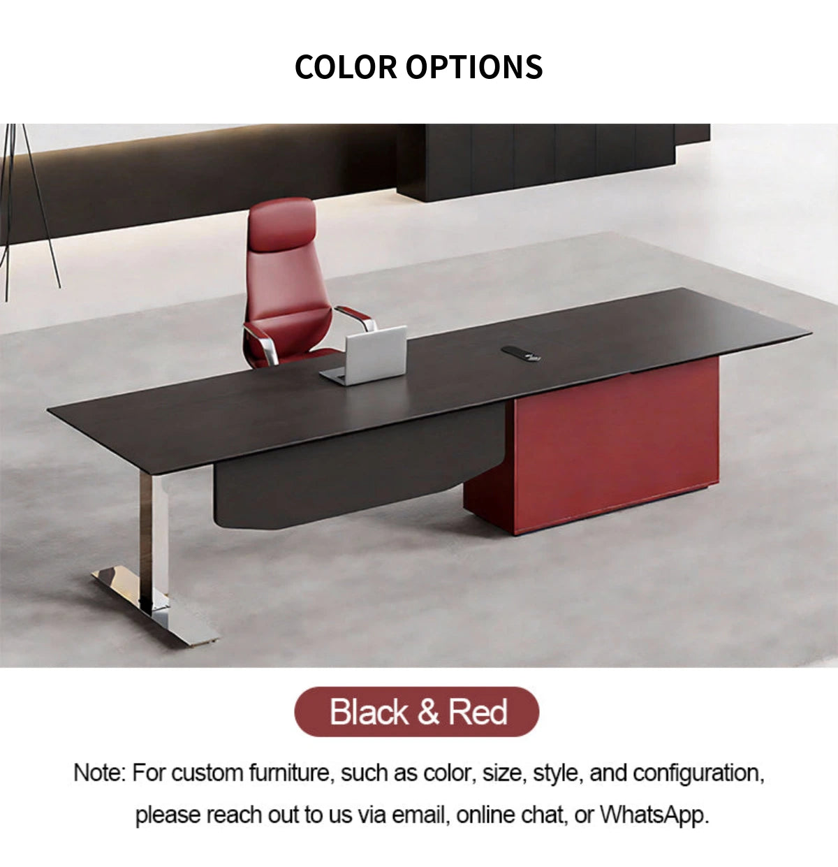 Executive Desk 94-126 in Wide with Built-In Outlets, Wireless Charging & Cable Management — Detail image 11