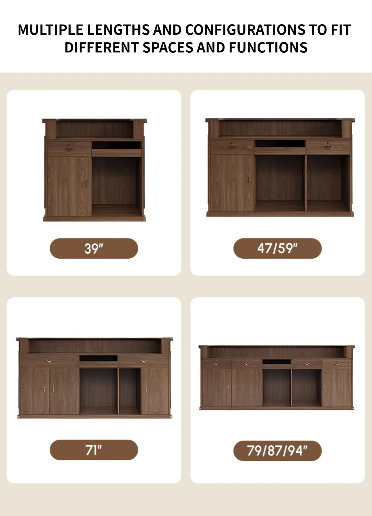 Modern Reception Desk with Rattan, File Drawers & Lockable for Office Lobby — Detail image 6