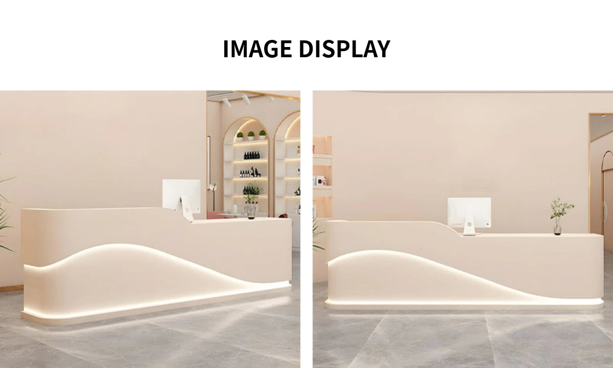Curved Reception Desk 47-94 in Wide with Keyboard Tray, File Drawers & LED Lighting — Detail image 9