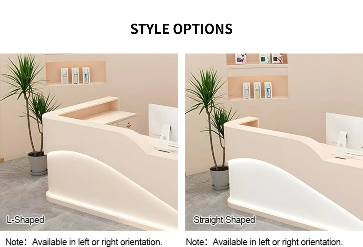 Curved Reception Desk 47-94 in Wide with Keyboard Tray, File Drawers & LED Lighting — Detail image 10
