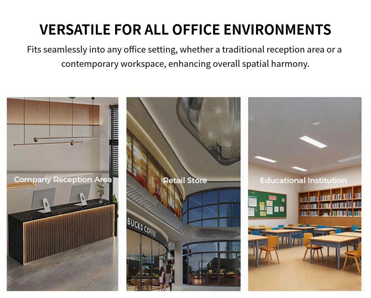 Modern Reception Desk with Keyboard Tray, Lockable & LED Lighting for Office Lobby — Detail image 2