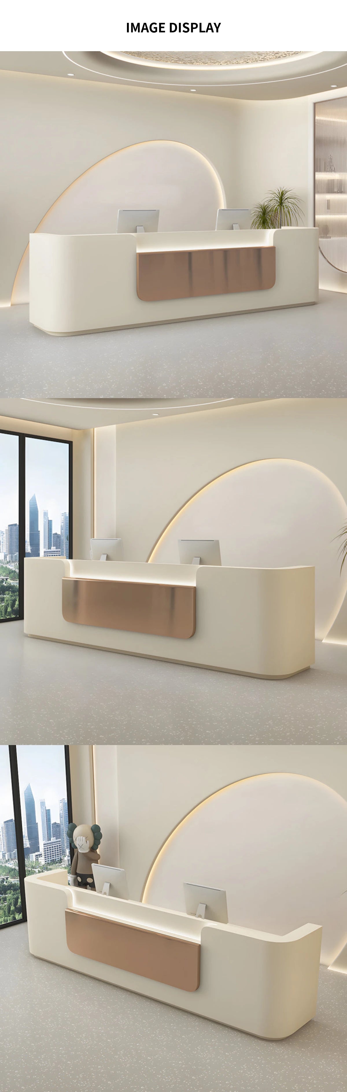 Modern Reception Desk 63-150 in Wide with File Drawers for Office Lobby — Detail image 6
