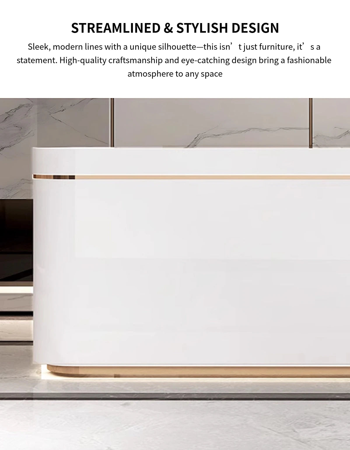Curved Reception Desk with LED Lighting, File Drawers & Lumbar Support for Hotel Lobby — Detail image 4