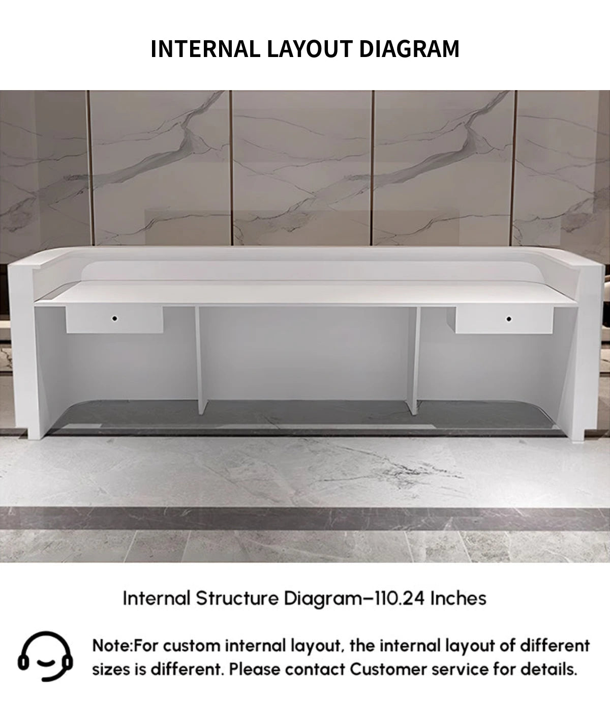 Curved Reception Desk with LED Lighting, File Drawers & Lumbar Support for Hotel Lobby — Detail image 8