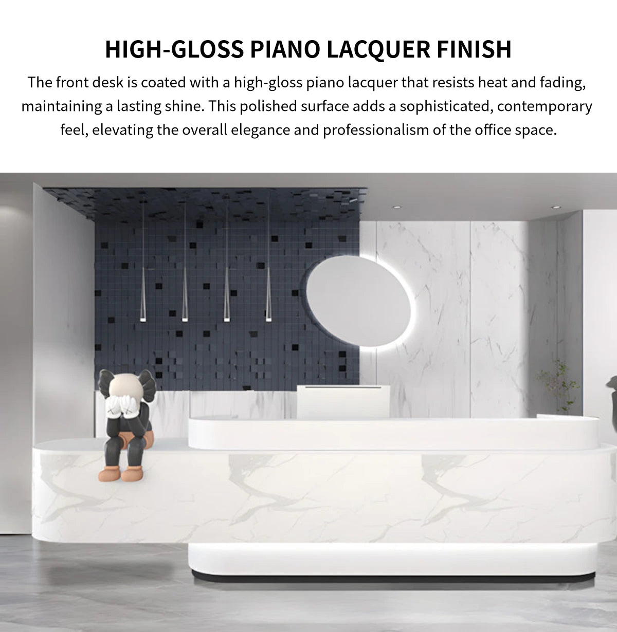 Curved Reception Desk 71-197 in Wide for Salon — Detail image 3