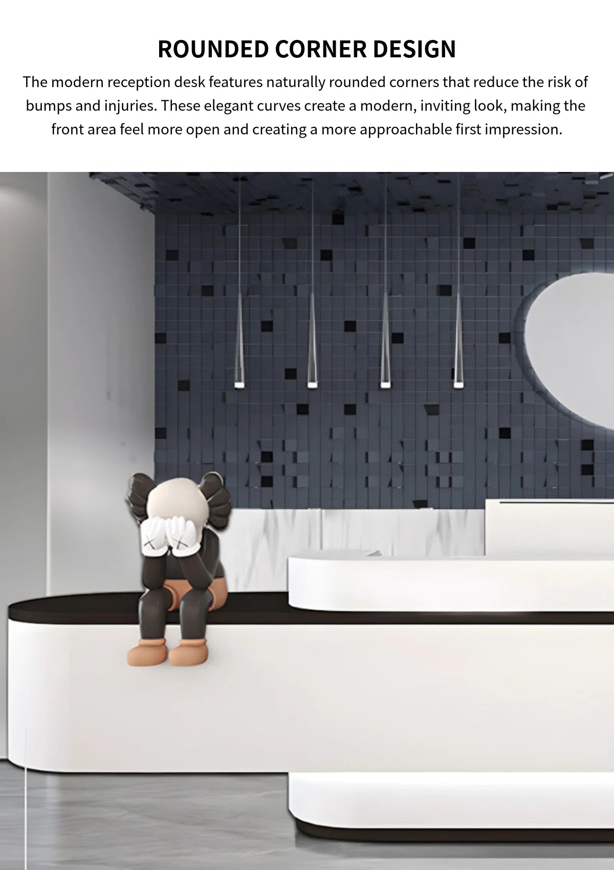Curved Reception Desk 71-197 in Wide for Salon — Detail image 4