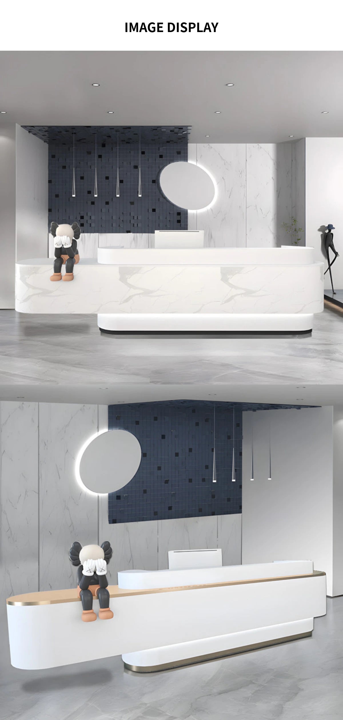 Curved Reception Desk 71-197 in Wide for Salon — Detail image 7