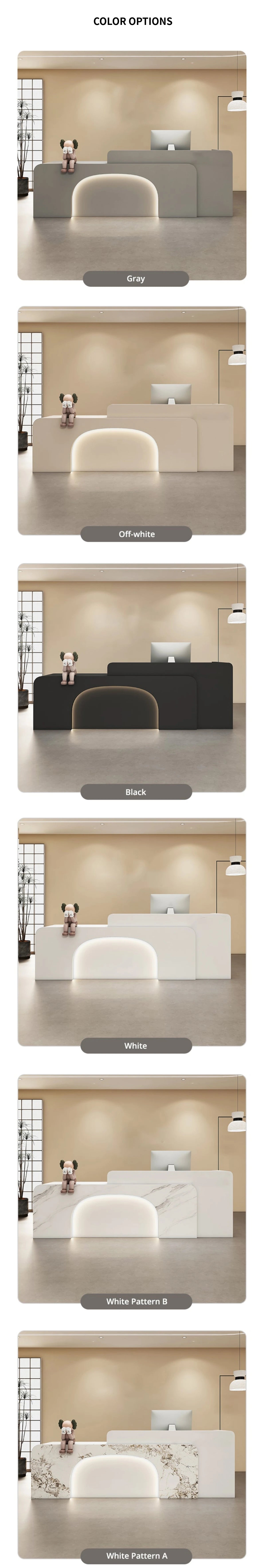 Curved Reception Desk 47-150 in Wide with LED Lighting, Keyboard Tray & File Drawers — Detail image 10