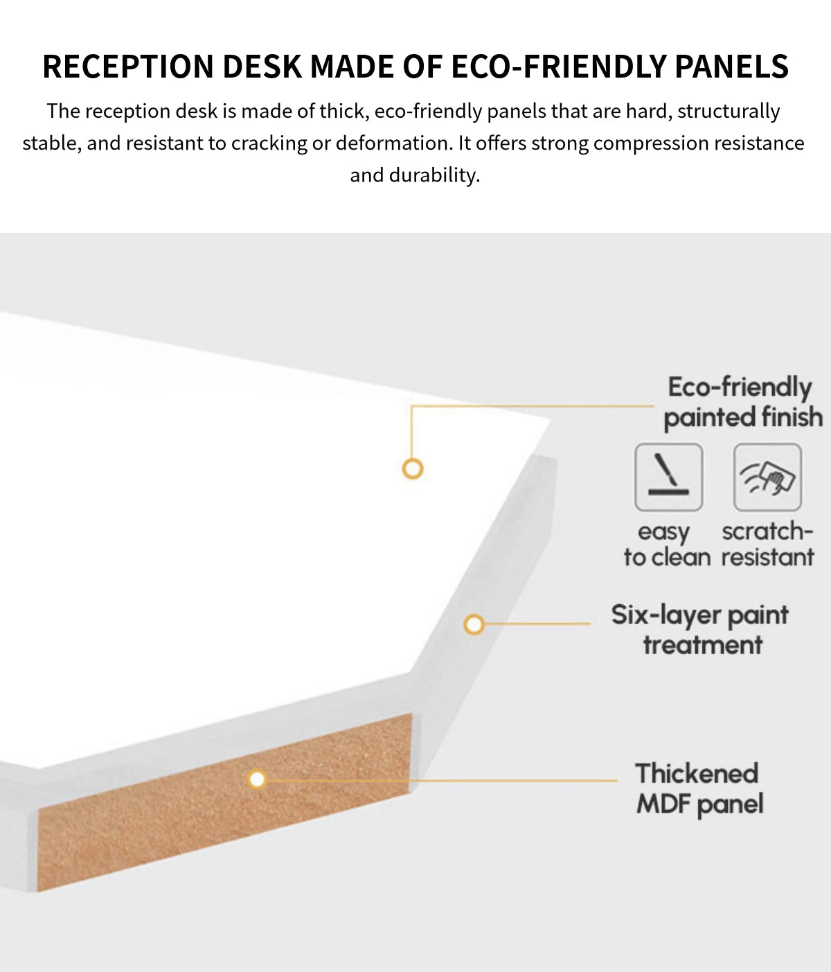 Retail Reception Desk 63-157 in Wide with File Drawers, LED Lighting & Transaction Counter — Detail image 2