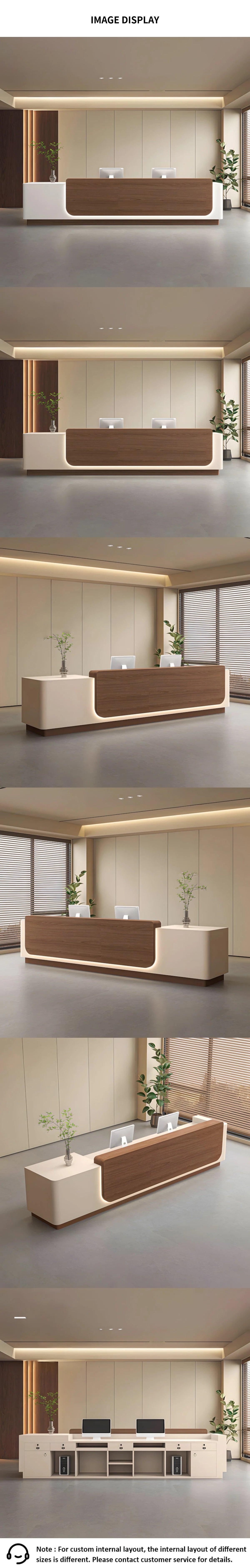 Retail Reception Desk 63-157 in Wide with File Drawers, LED Lighting & Transaction Counter — Detail image 7