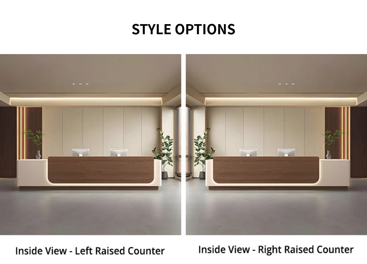 Retail Reception Desk 63-157 in Wide with File Drawers, LED Lighting & Transaction Counter — Detail image 8