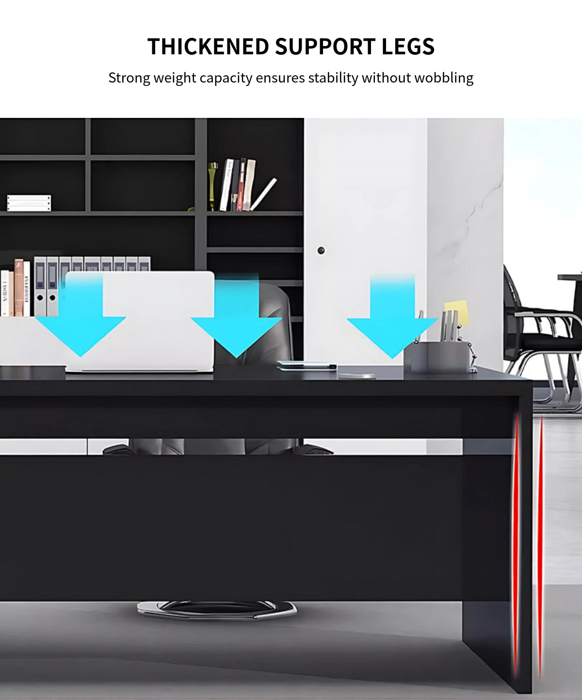 Modern Executive Desk with Cable Management, Side Storage & Privacy Panel for Home Office — Detail image 5