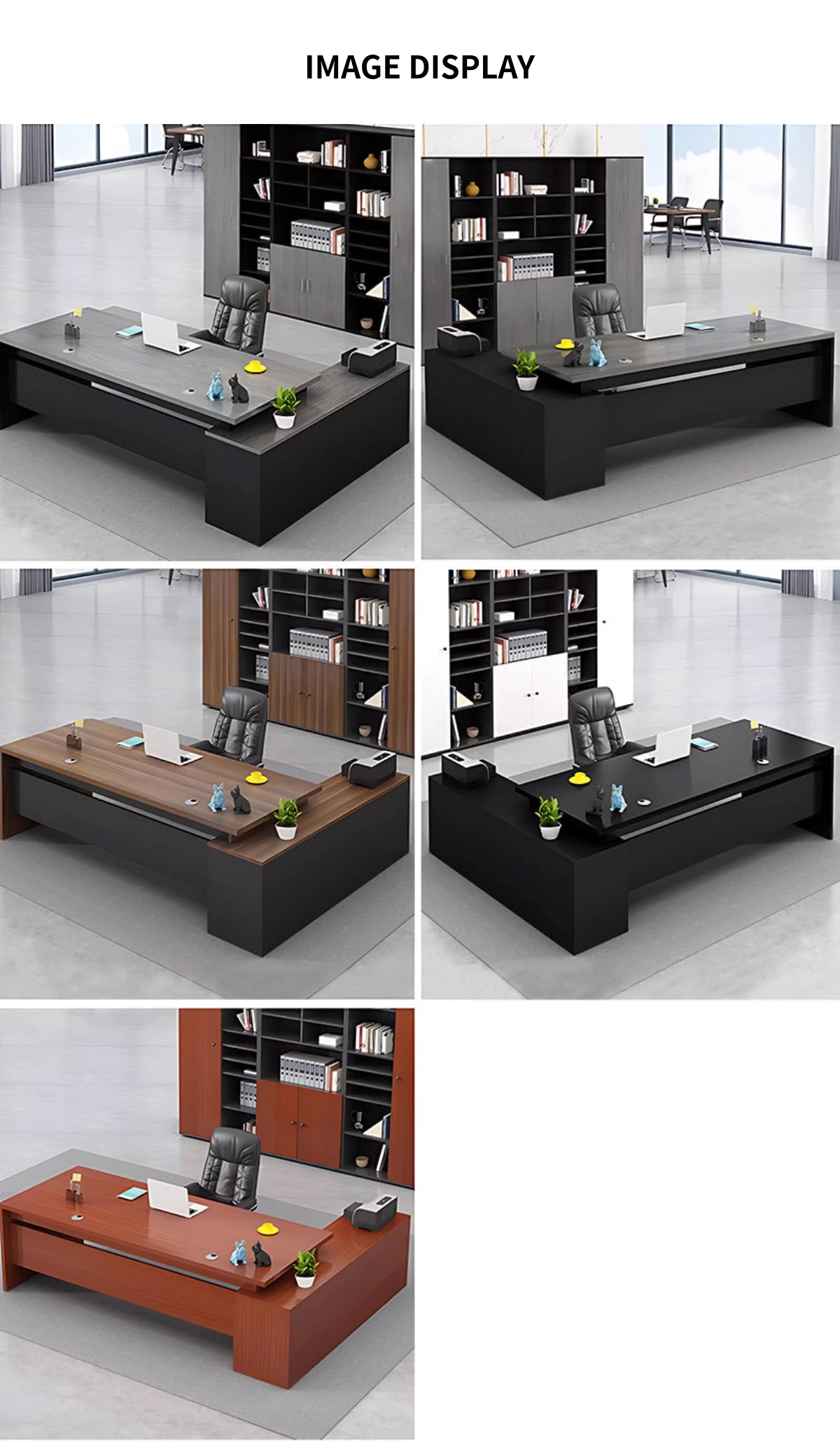 Modern Executive Desk with Cable Management, Side Storage & Privacy Panel for Home Office — Detail image 10