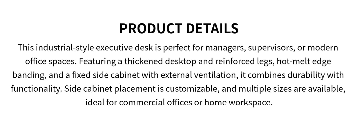 Modern Executive Desk 55-94 in Wide with Side Storage & Lumbar Support for Home Office — Detail image 1