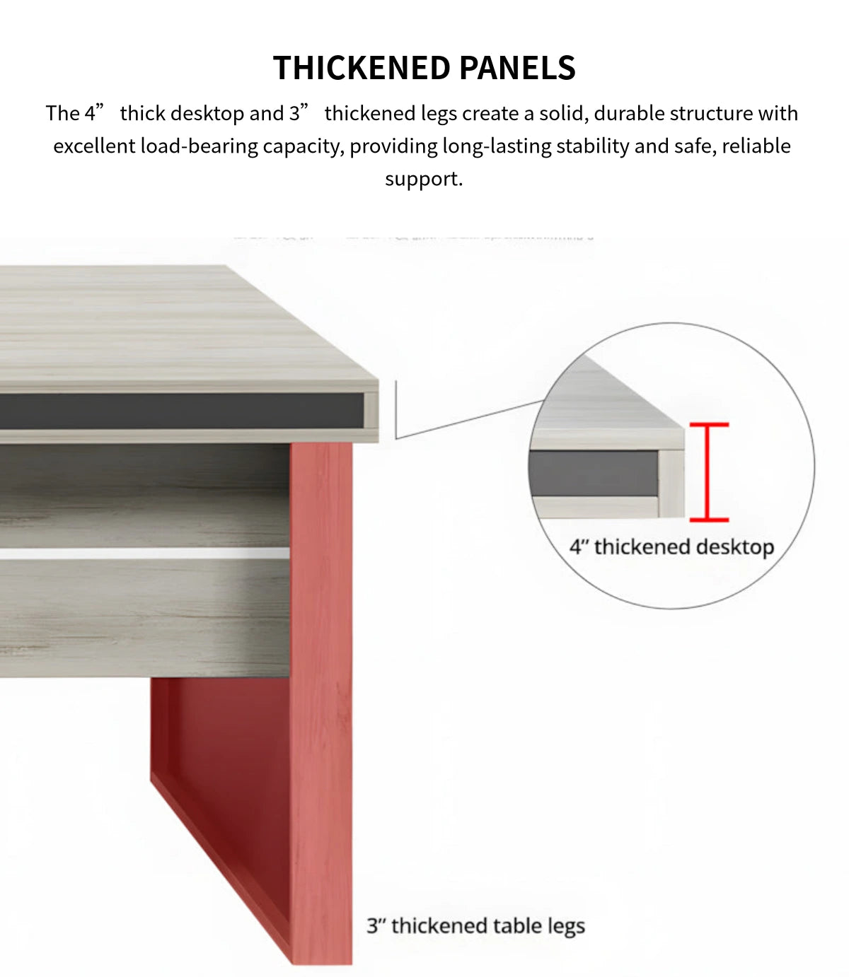 Modern Executive Desk 55-94 in Wide with Side Storage & Lumbar Support for Home Office — Detail image 3