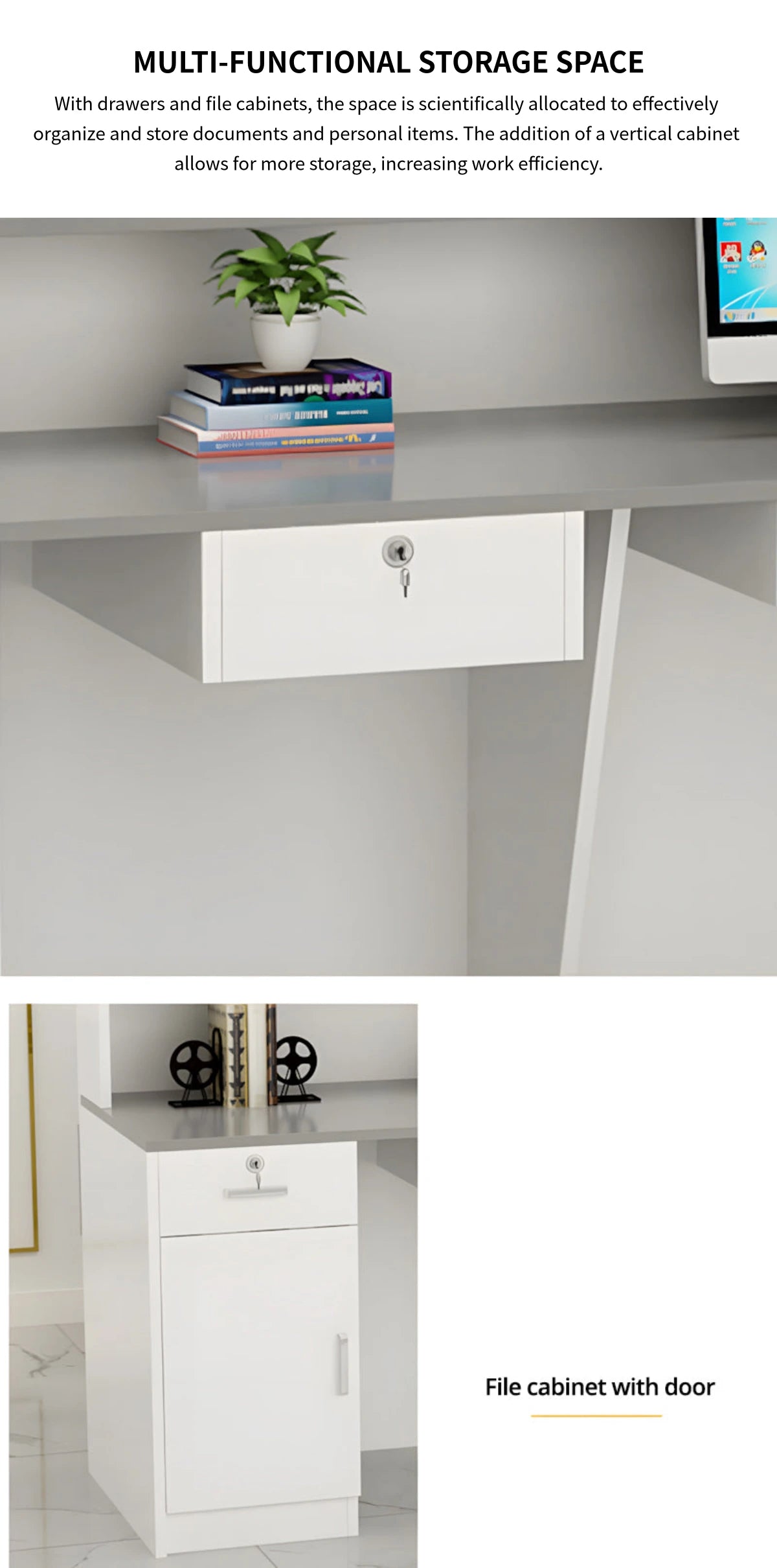 Salon Reception Desk 39-59 in Wide with Keyboard Tray, Lockable & File Drawers for Salon — Detail image 9