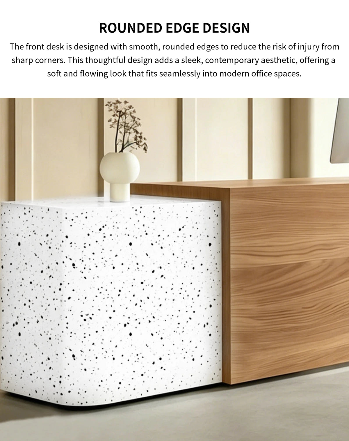 Modern Stylish Dual-tone Reception Desk with Ample Storage for Offices & Retail Spaces JDT-2357 — Detail image 3