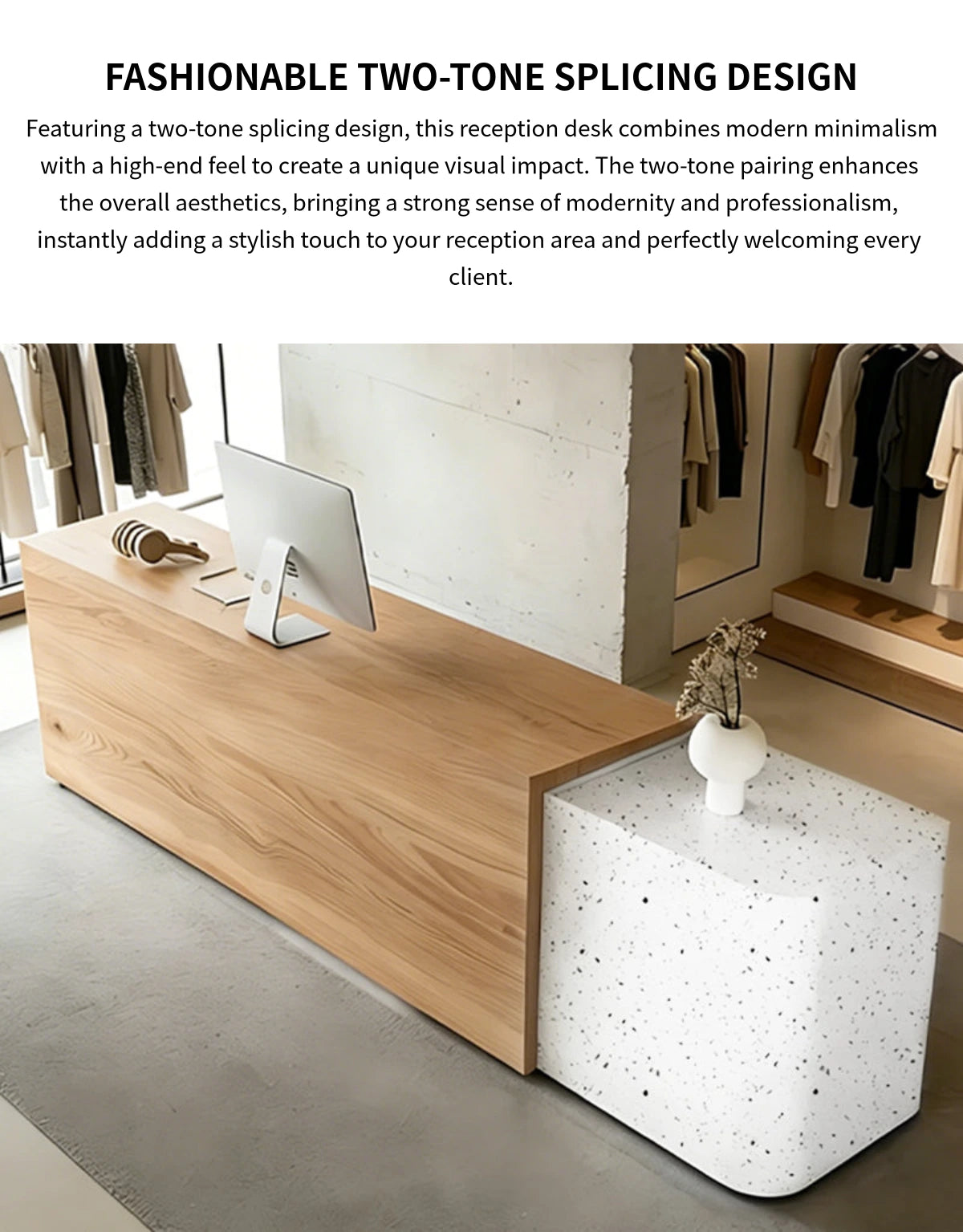Modern Stylish Dual-tone Reception Desk with Ample Storage for Offices & Retail Spaces JDT-2357 — Detail image 4
