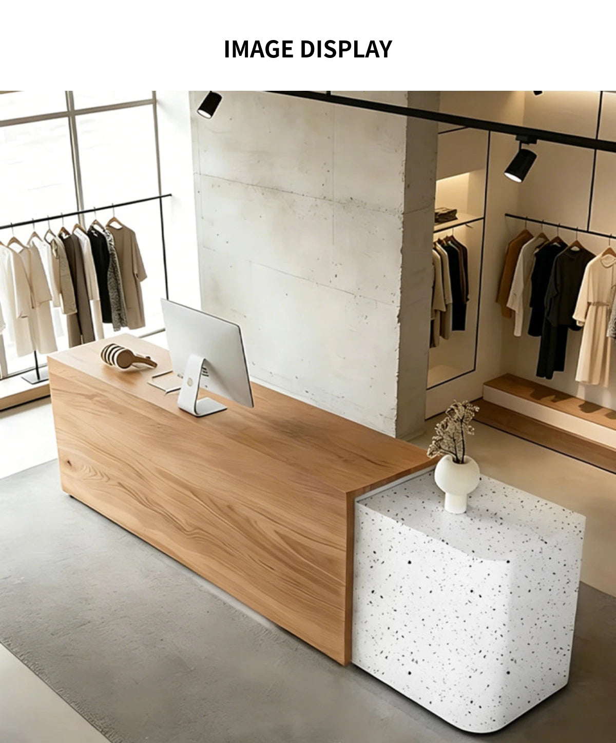 Modern Stylish Dual-tone Reception Desk with Ample Storage for Offices & Retail Spaces JDT-2357 — Detail image 7