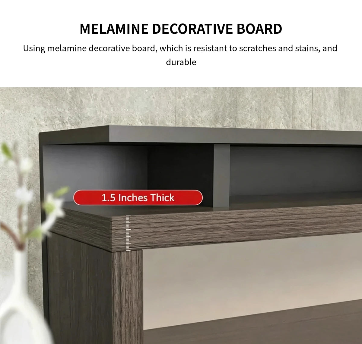 Rectangular Reception Desk with Lumbar Support & Transaction Counter for Office Lobby — Detail image 2