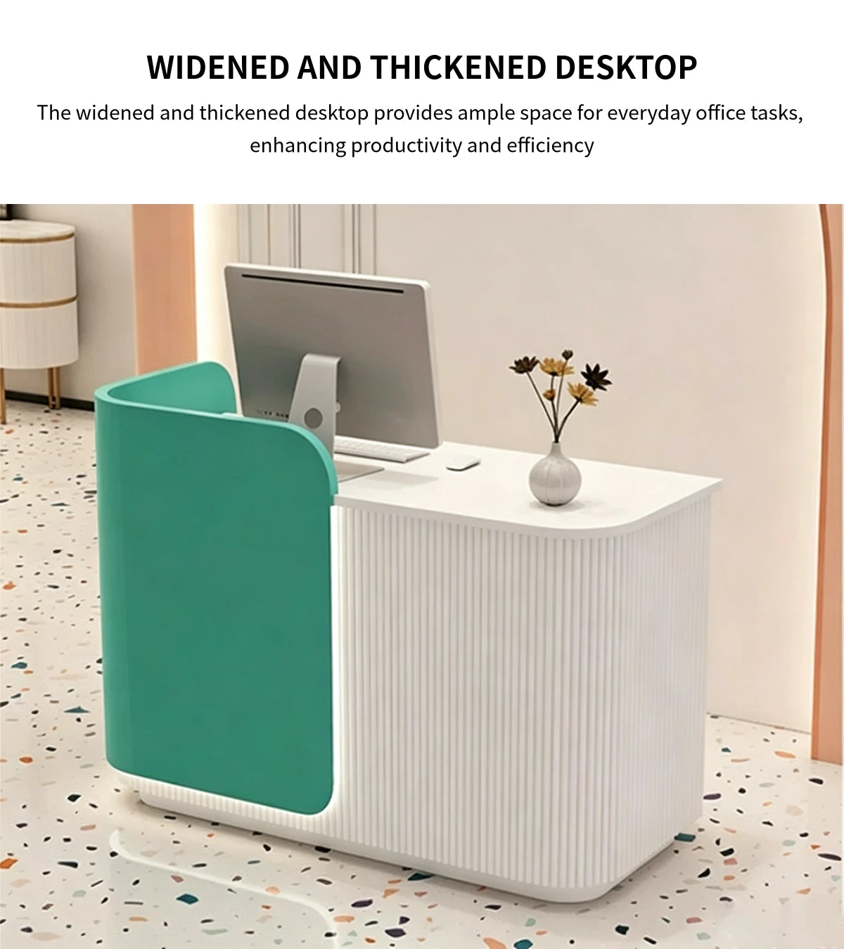 Retail Reception Desk 31-110 in Wide with Dual-Tone, Lockable & Solid Wood for Retail — Detail image 4