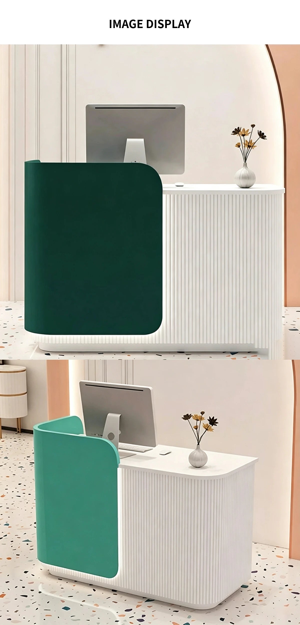 Retail Reception Desk 31-110 in Wide with Dual-Tone, Lockable & Solid Wood for Retail — Detail image 7