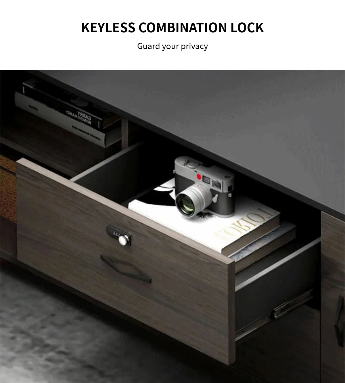 Modern Executive Desk with Cable Management, LED Lighting & Lockable for Home Office — Detail image 6