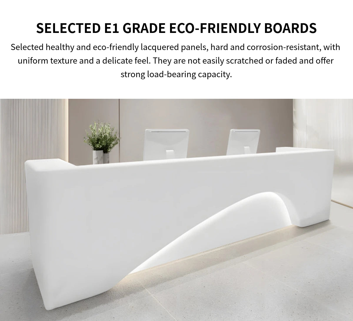 Curved Reception Desk 71-134 in Wide with Keyboard Tray, Lockable & File Drawers for Salon — Detail image 3