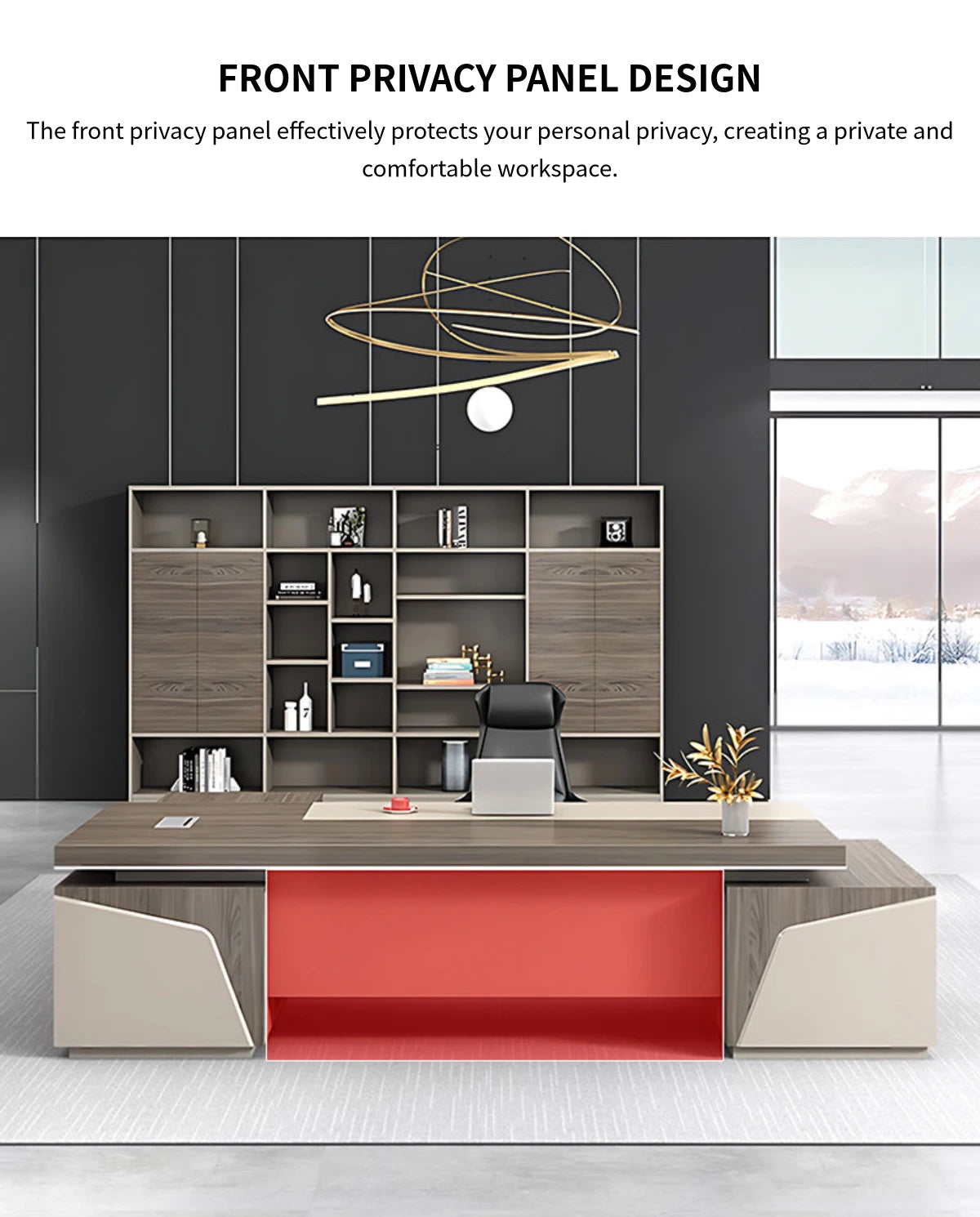 Modern Executive Desk with File Drawers, Side Storage & Lockable for Home Office — Detail image 7