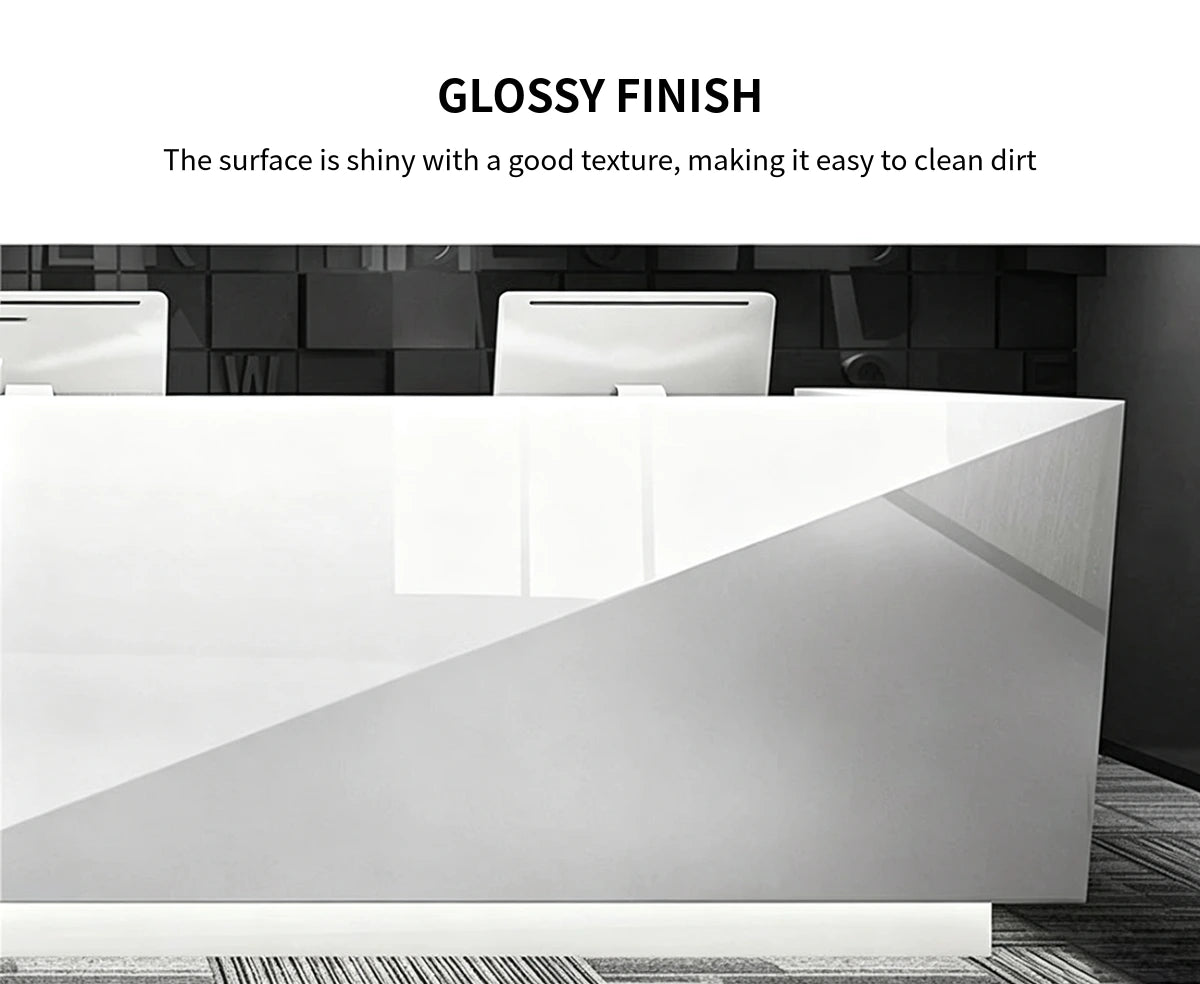 Modern Reception Desk with File Drawers, LED Lighting & Lumbar Support for Office Lobby — Detail image 4