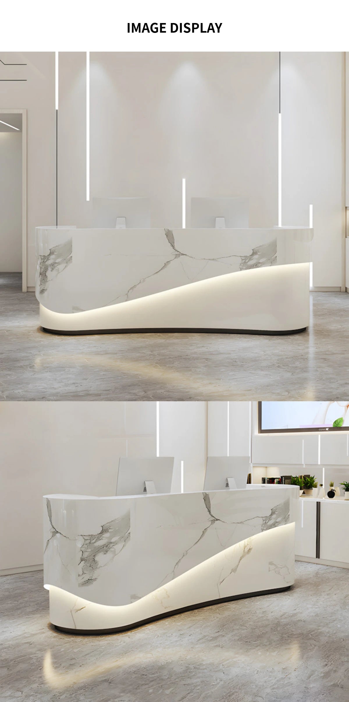 Curved Reception Desk with Dual-Tone, Keyboard Tray & Lockable for Office Lobby — Detail image 7