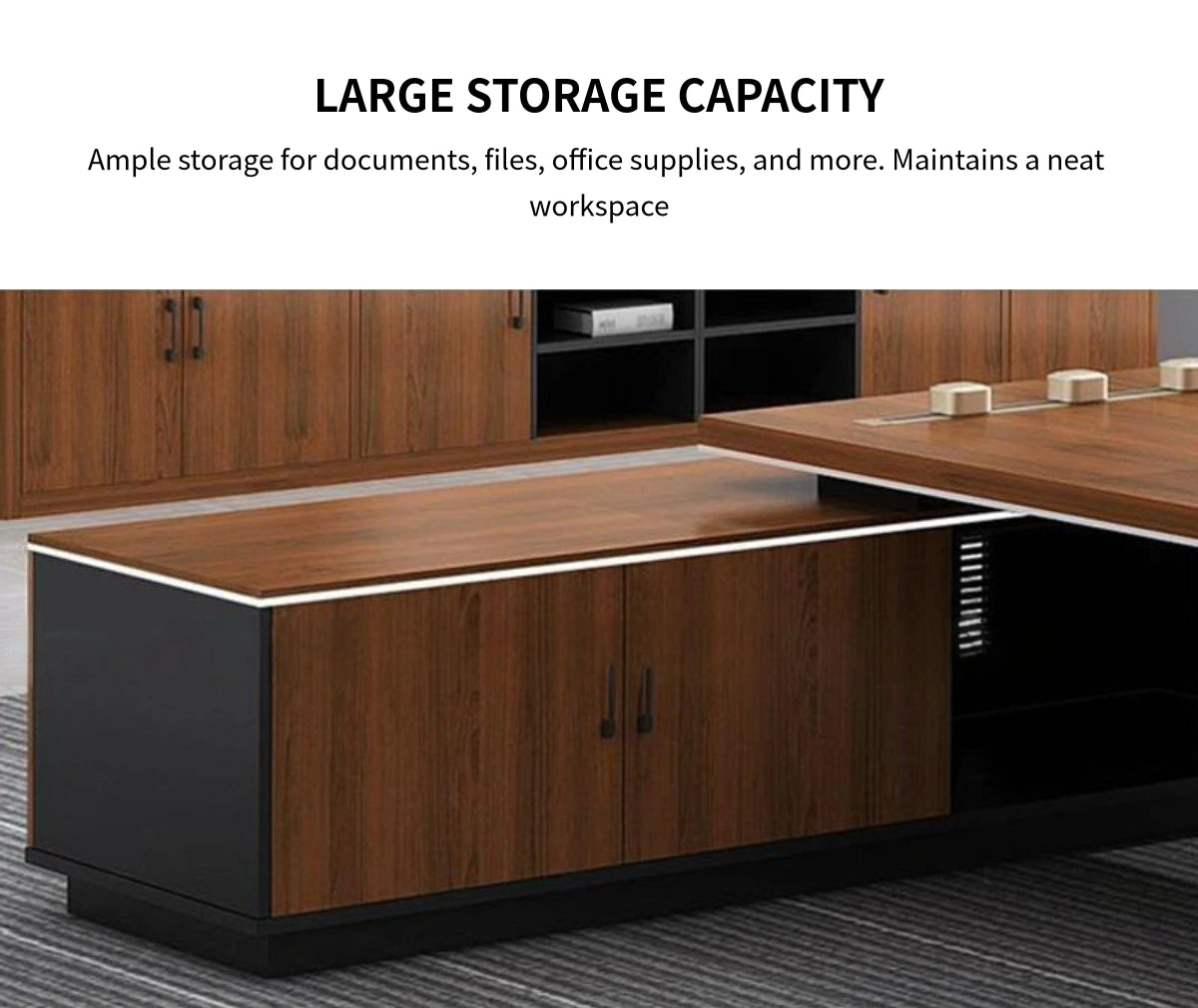 Modern Executive Desk 63-110 in Wide with Lumbar Support for Home Office — Detail image 3