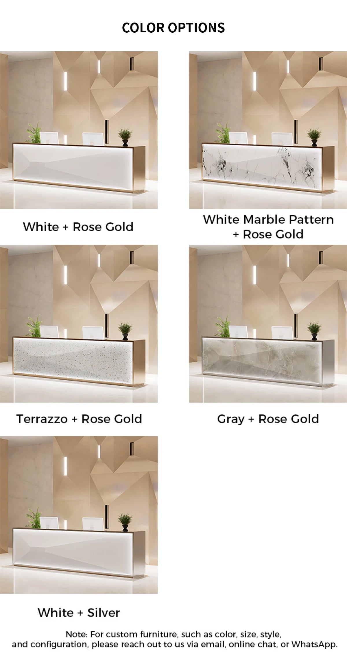 Salon Reception Desk 59-157 in Wide with Stainless Steel, File Drawers & Keyboard Tray — Detail image 10