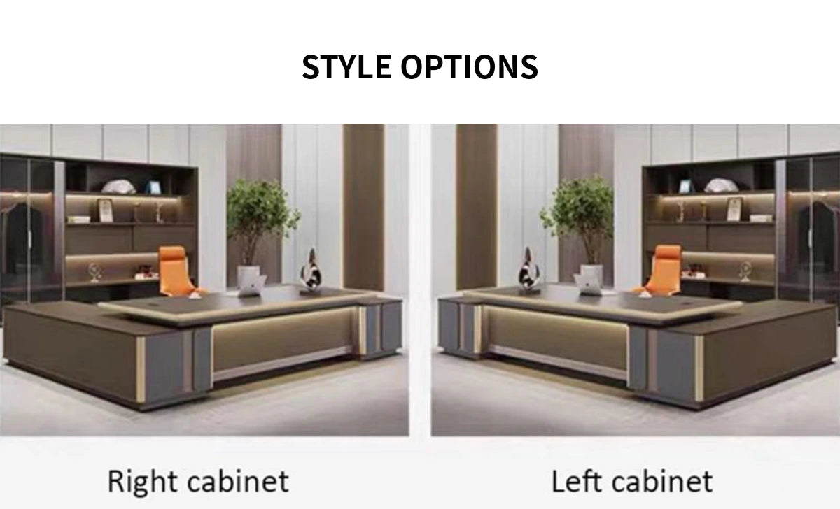 L-Shaped Executive Desk with File Drawers, Built-In Outlets & Cable Management — Detail image 13