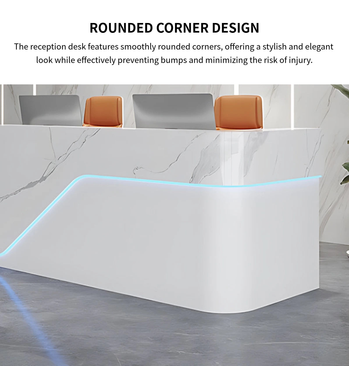 L-Shaped Reception Desk 79-142 in Wide with Keyboard Tray, Lockable & File Drawers — Detail image 3