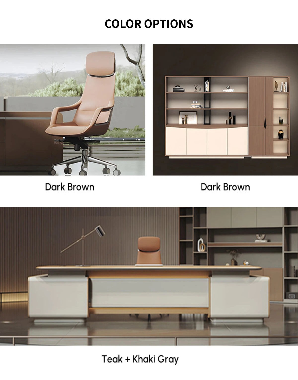 Modern Executive Desk 94-126 in Wide with Cable Management, LED Lighting & Genuine Leather — Detail image 11