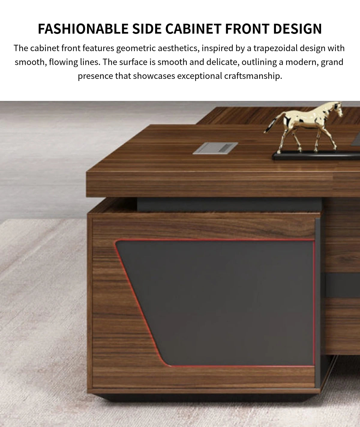 L-Shaped Executive Desk 63-126 in Wide with File Drawers & Side Storage for Home Office — Detail image 5