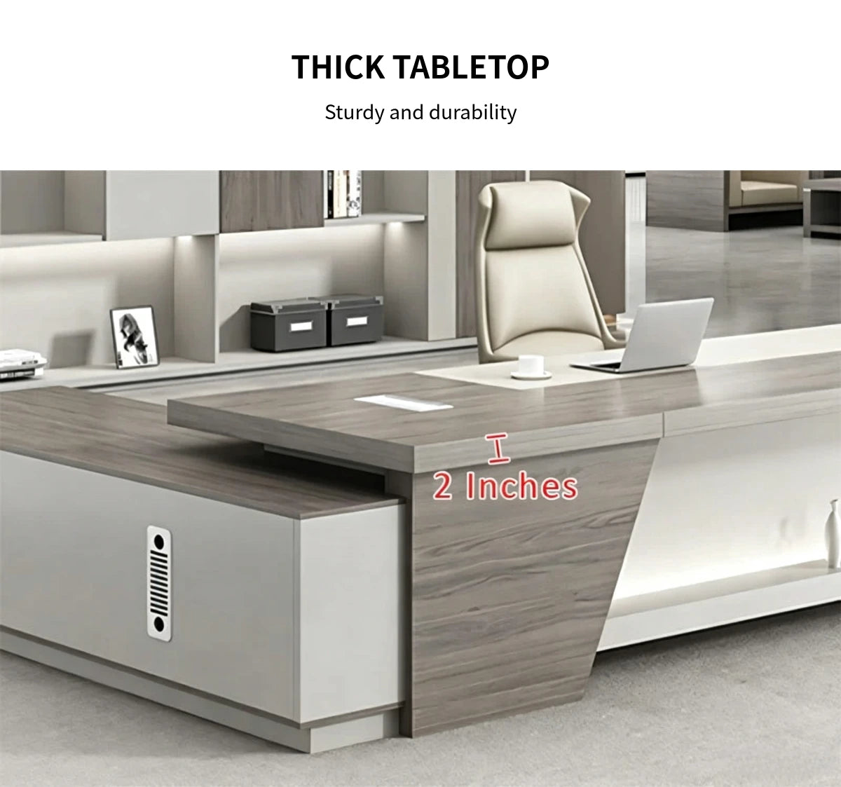 Modern Executive Desk 71-126 in Wide with Side Storage & Lockable for Home Office — Detail image 5