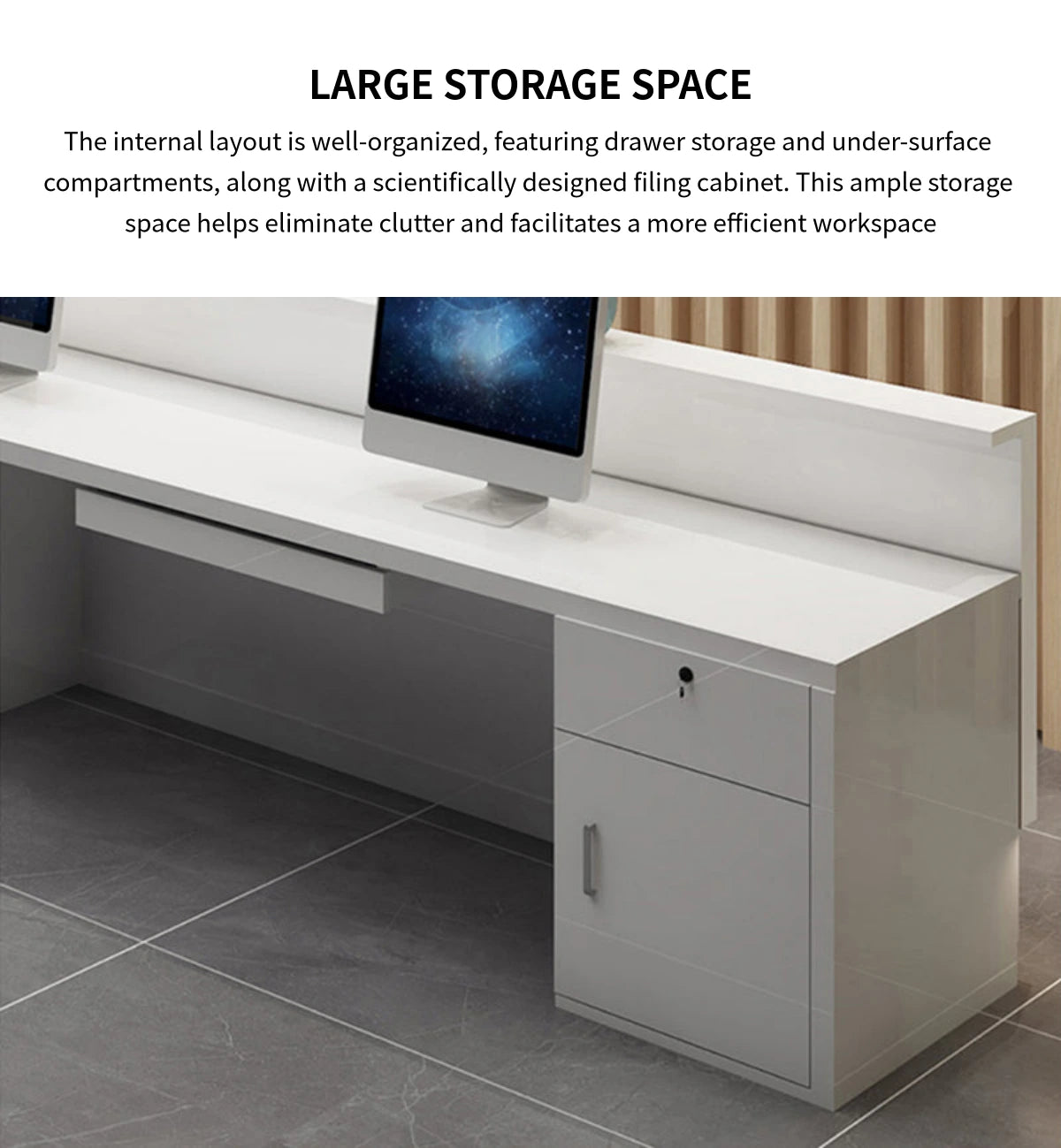 Curved Reception Desk 63-197 in Wide with Lockable, File Drawers & Lumbar Support — Detail image 6