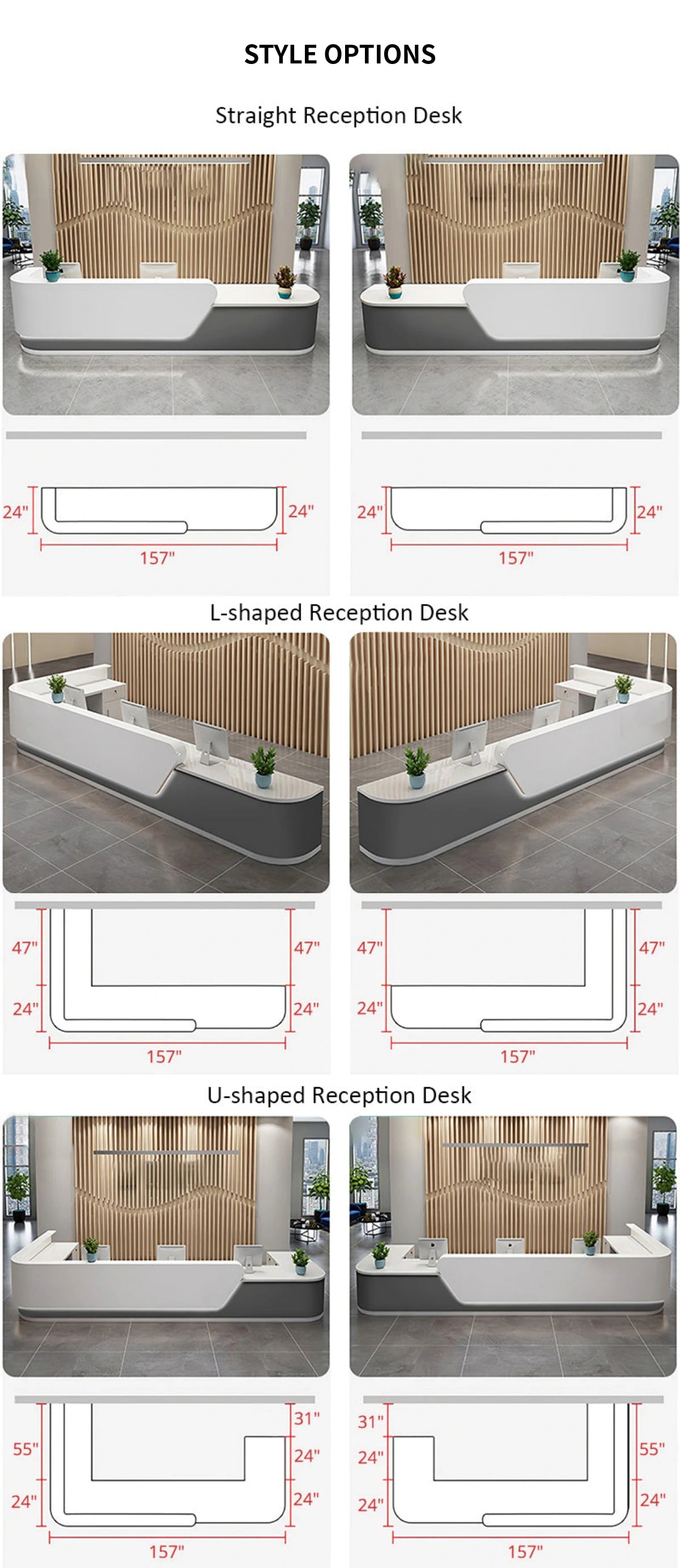 Curved Reception Desk 63-197 in Wide with Lockable, File Drawers & Lumbar Support — Detail image 11