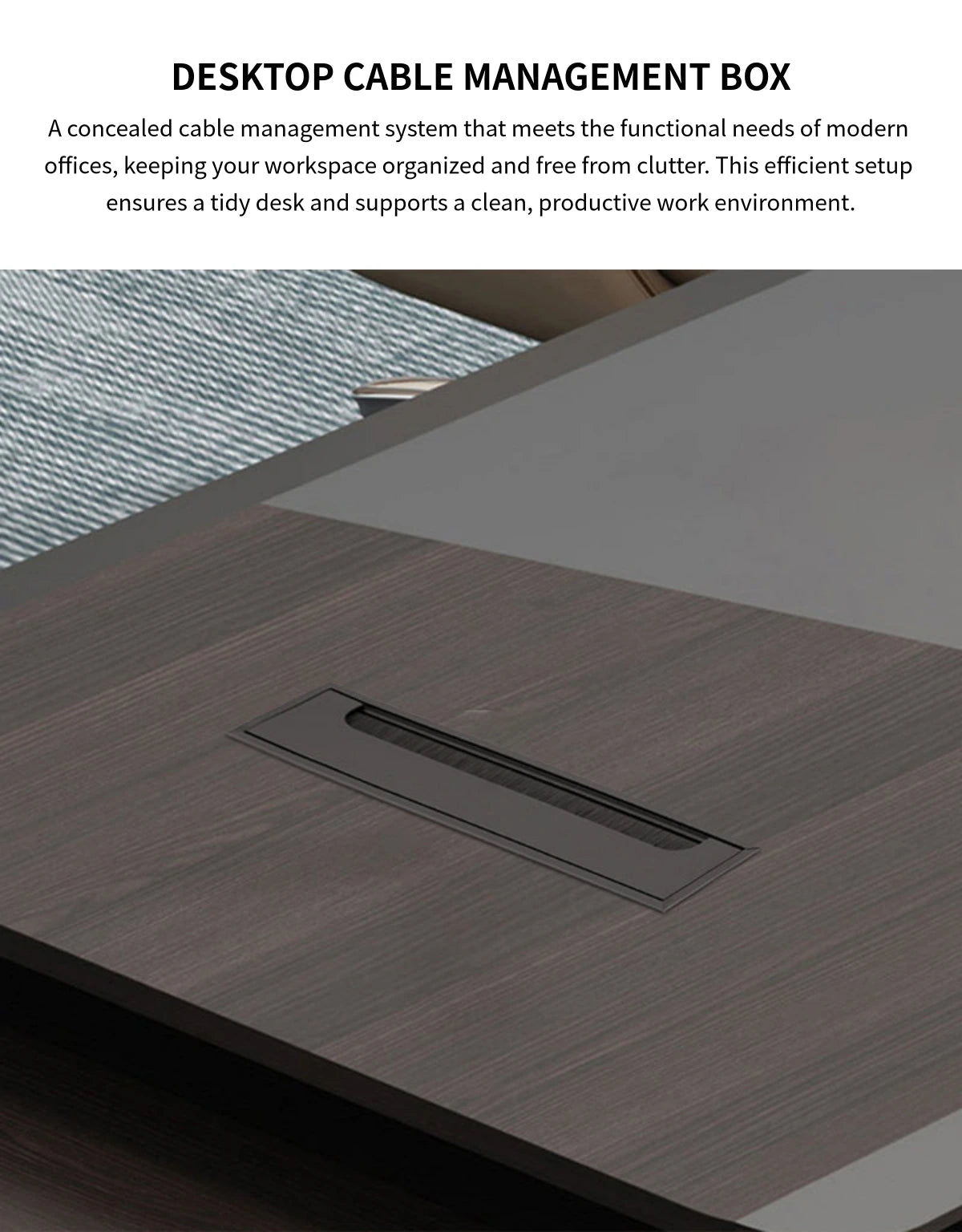 Modern Executive Desk with Curved, Cable Management & Lockable for Home Office — Detail image 4