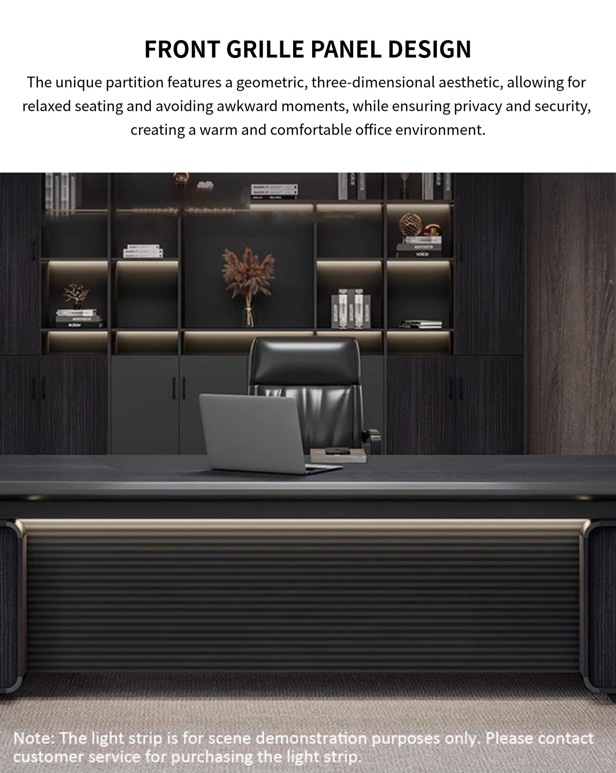 Modern Executive Desk with Curved, Cable Management & Lockable for Home Office — Detail image 6
